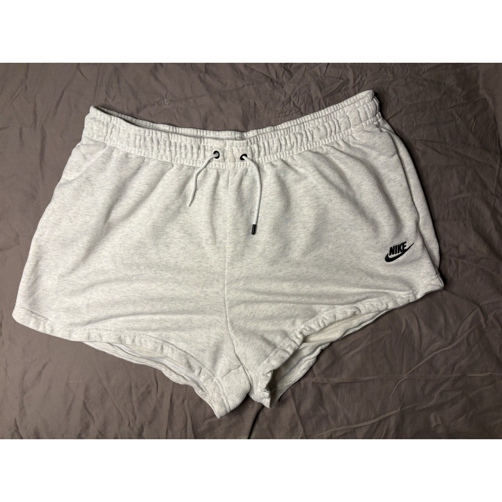 Nike Women's Light Gray Athletic Shorts with Black Logo